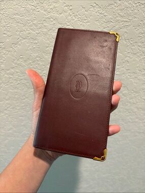 Cartier Bifold Long Wallet Bordeaux Leather